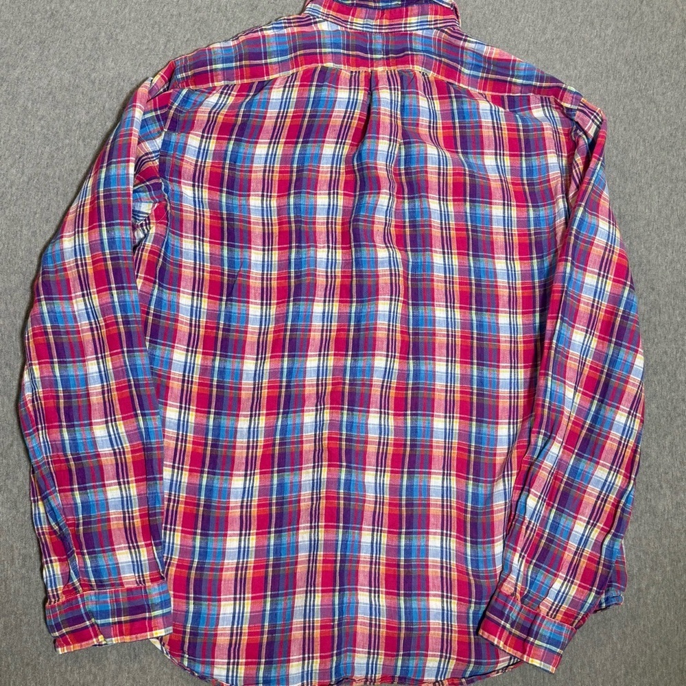 RALPH LAUREN Slim Men's XXL Plaid Multicolor Button-Down Logo Polo Red Blue Pink - Picture 7 of 9
